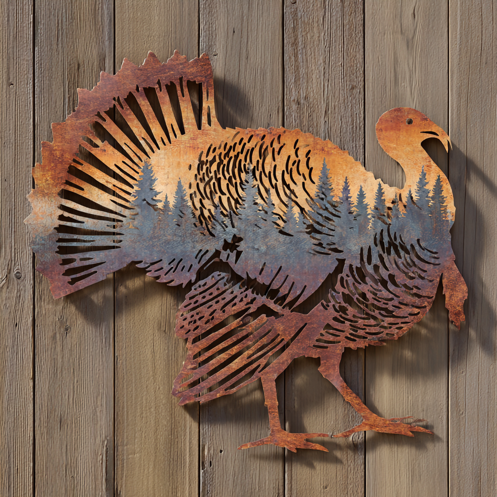 Turkey Metal Wall Decor Rustic Cabin Wildlife Art Hunting Lodge Outdoor Sign