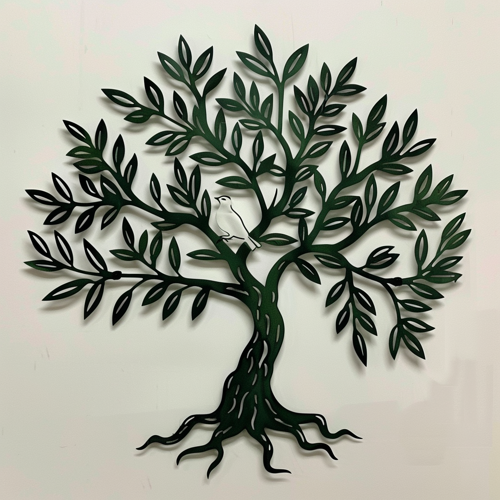 Olive Tree of Life Metal Wall Art, Mediterranean Garden Decor