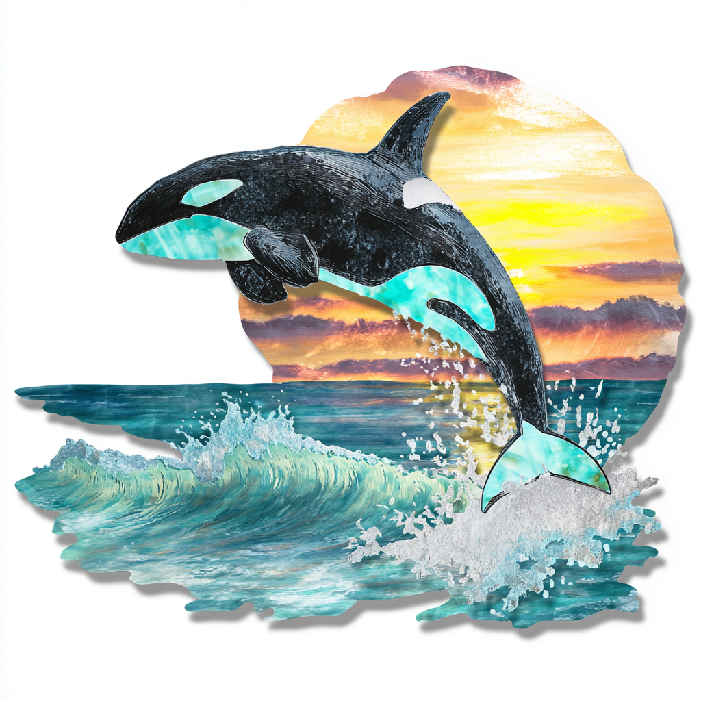 Lighthouse Orca Whale Metal Wall Art Coastal Ocean Mountain Decor