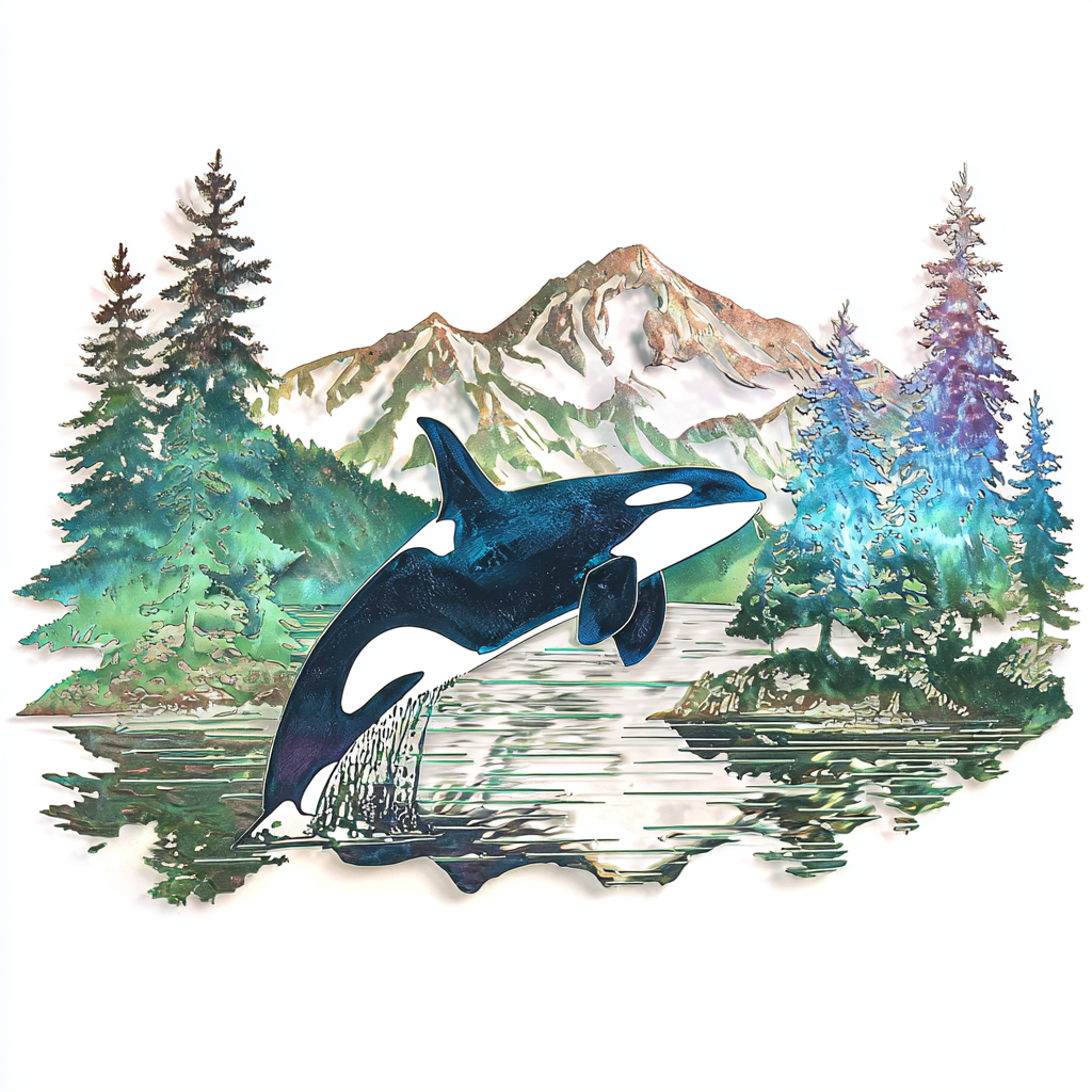 Orca Whale Metal Wall Art Coastal Ocean Mountain Decor Beach House Wall Sign