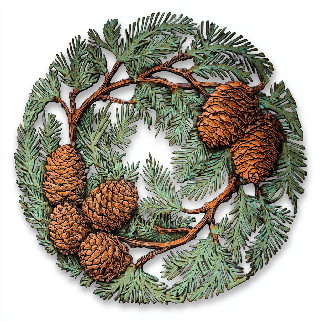 Pine Cone Metal Wall Art Woodland Cabin Decor Outdoor Garden Wall Sign