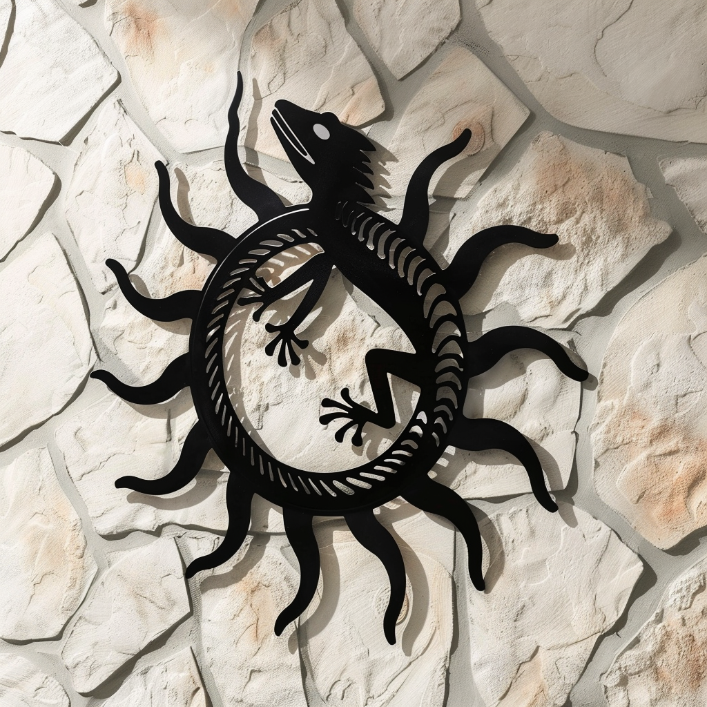 Tribal Leopard Gecko Metal Wall Art – Reptile Animal Decor, Desert Lizard Garden Sign