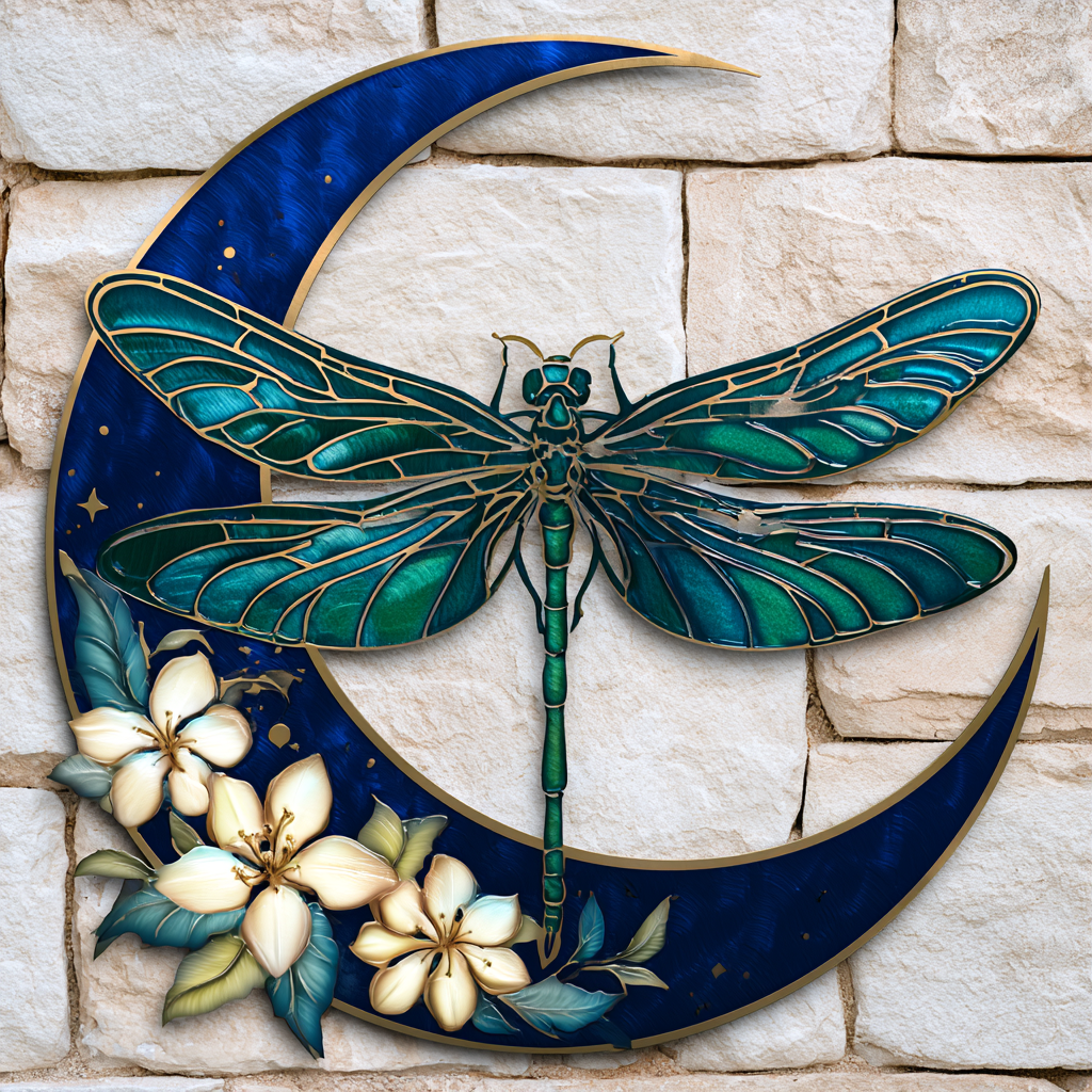 Dragonfly Metal Wall Art, Moon Garden Decor