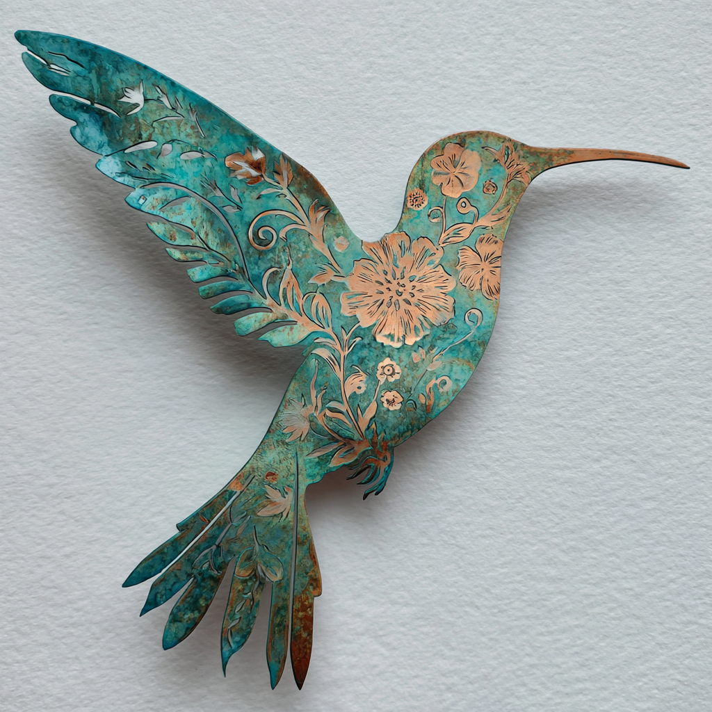 Hummingbird Floral Metal Wall Art Cottage Garden Outdoor Decor