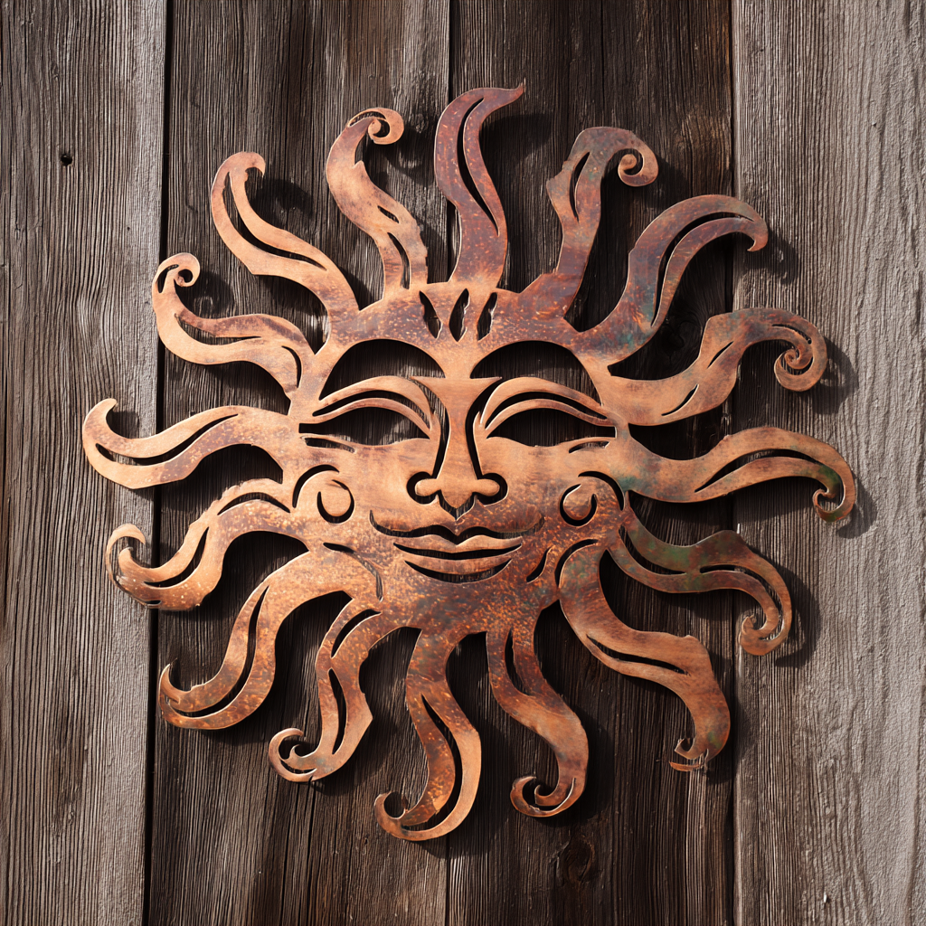Sun Moon Cloud Metal Wall Art Rustic Southwestern Garden Decor