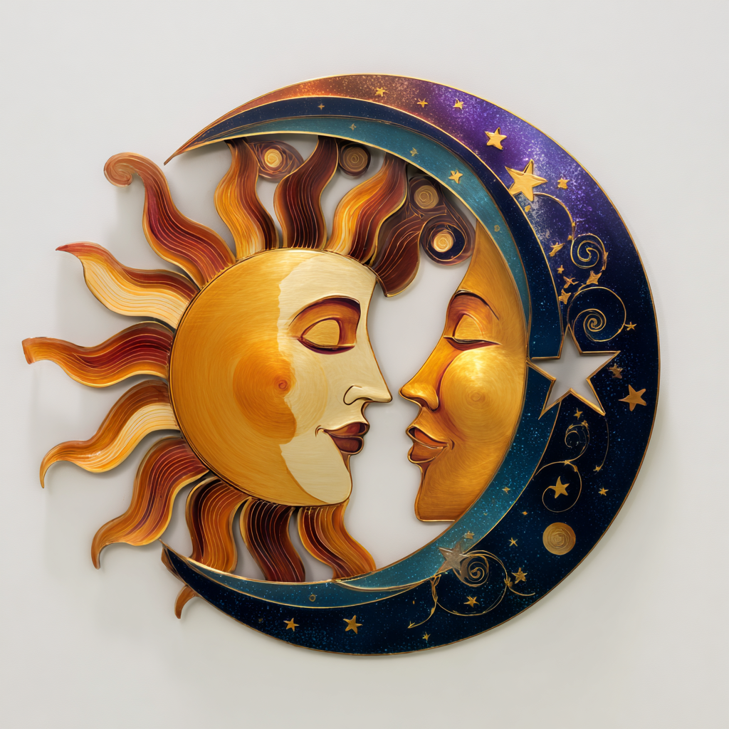 Sun Moon Metal Wall Art Celestial Boho Outdoor Garden Decor