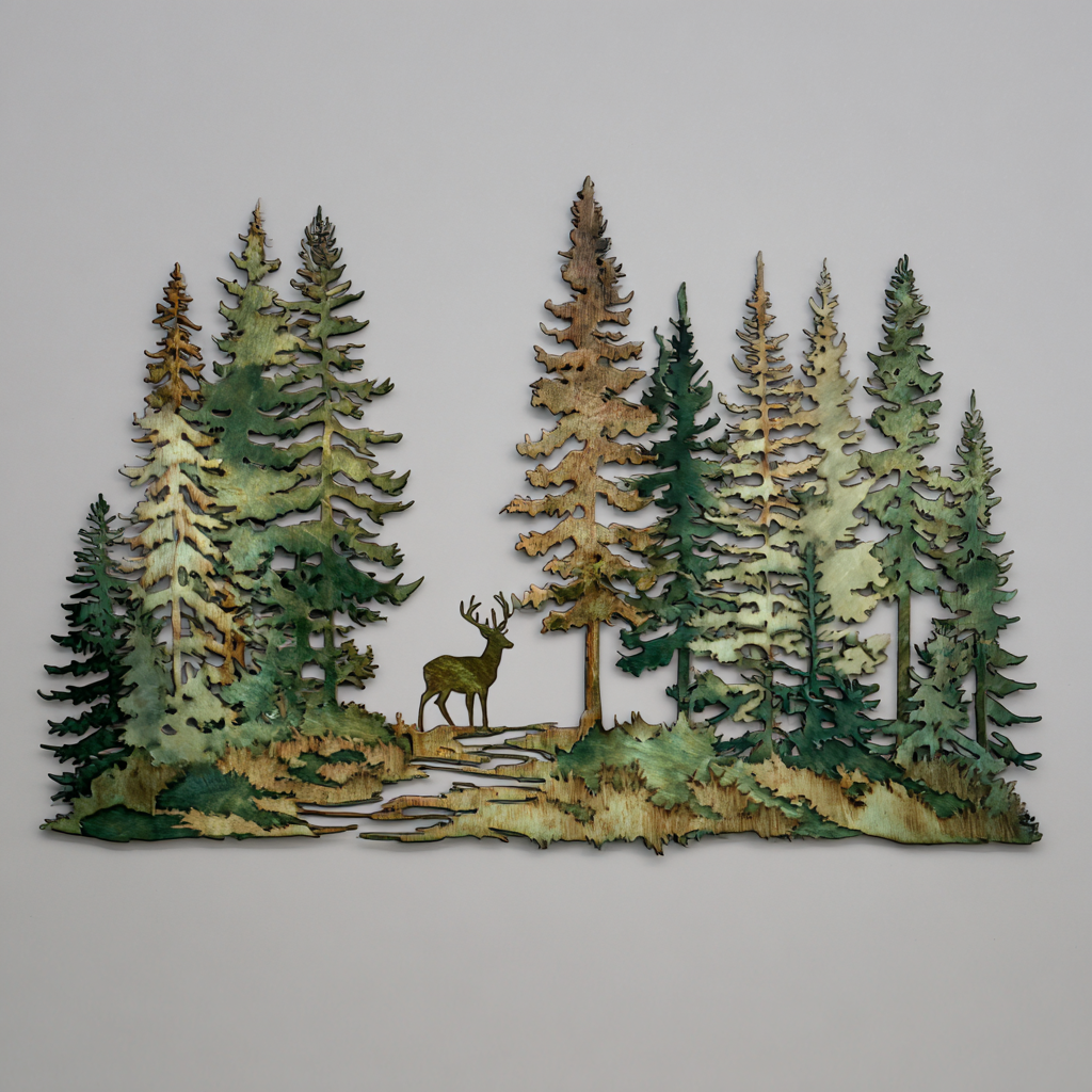 Forest Trail Metal Wall Art Woodland Path Cabin Lodge Decor