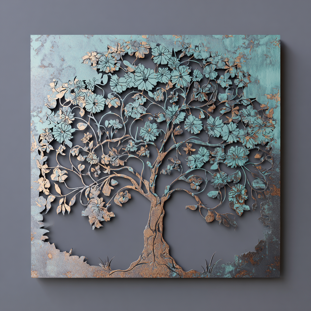 Tree Of Life Floral Metal Wall Art Botanical Outdoor Garden Decor