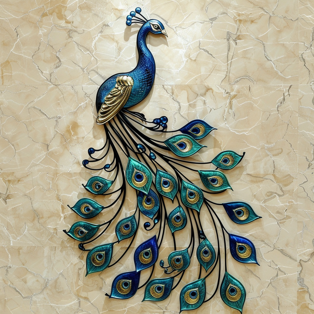 Peacock Metal Wall Art – Colorful Bird Garden Decor, Tropical Outdoor Sign