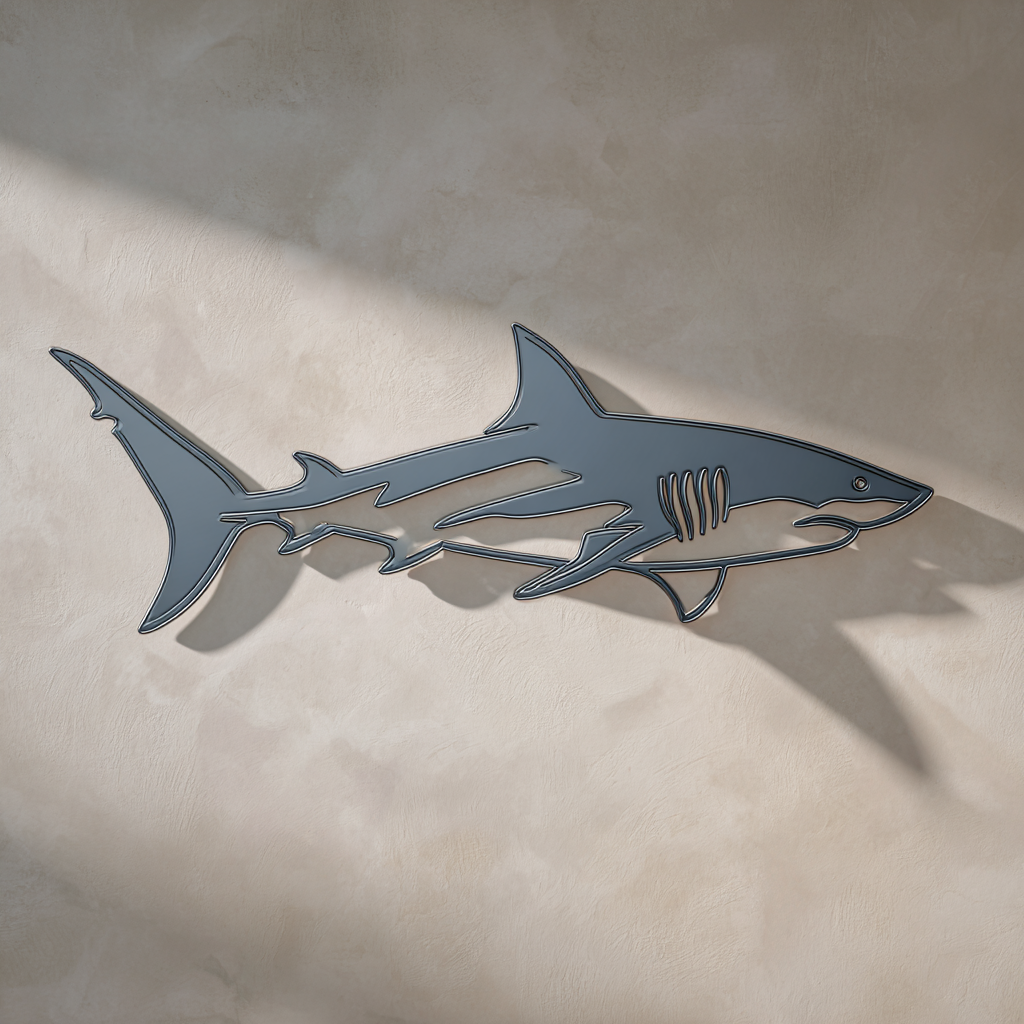 Shark Metal Wall Art – Coastal Ocean Marine Decor Sign