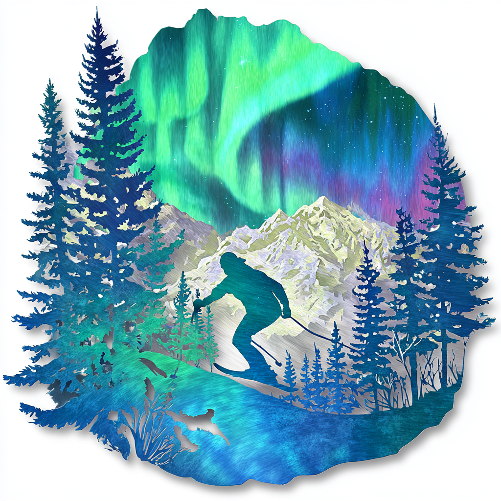Skiing Metal Wall Art Mountain Ski Lodge Winter Wall Decor