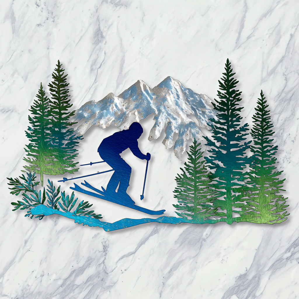 Skiing Metal Wall Art Mountain Ski Lodge Winter Outdoor Wall Decor