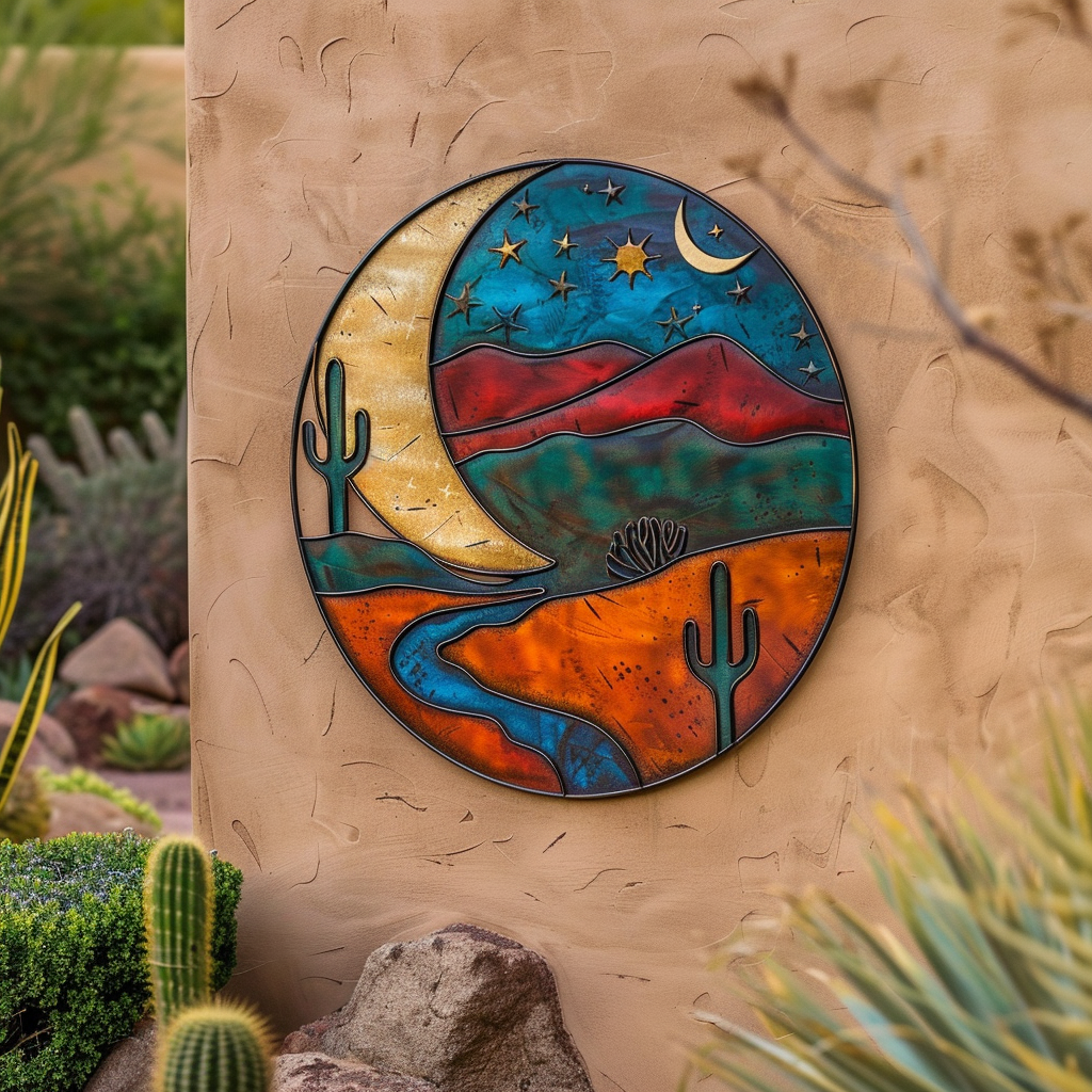 Southwestern Crescent Moon Desert Metal Wall Art