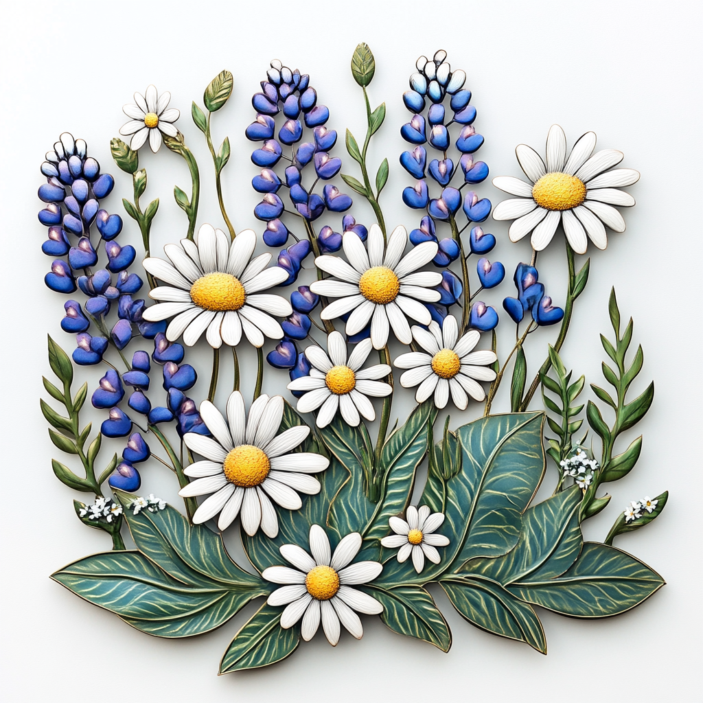 Sunflower Bluebonnet Metal Wall Art, Texas Wildflower Decor for Patio & Garden