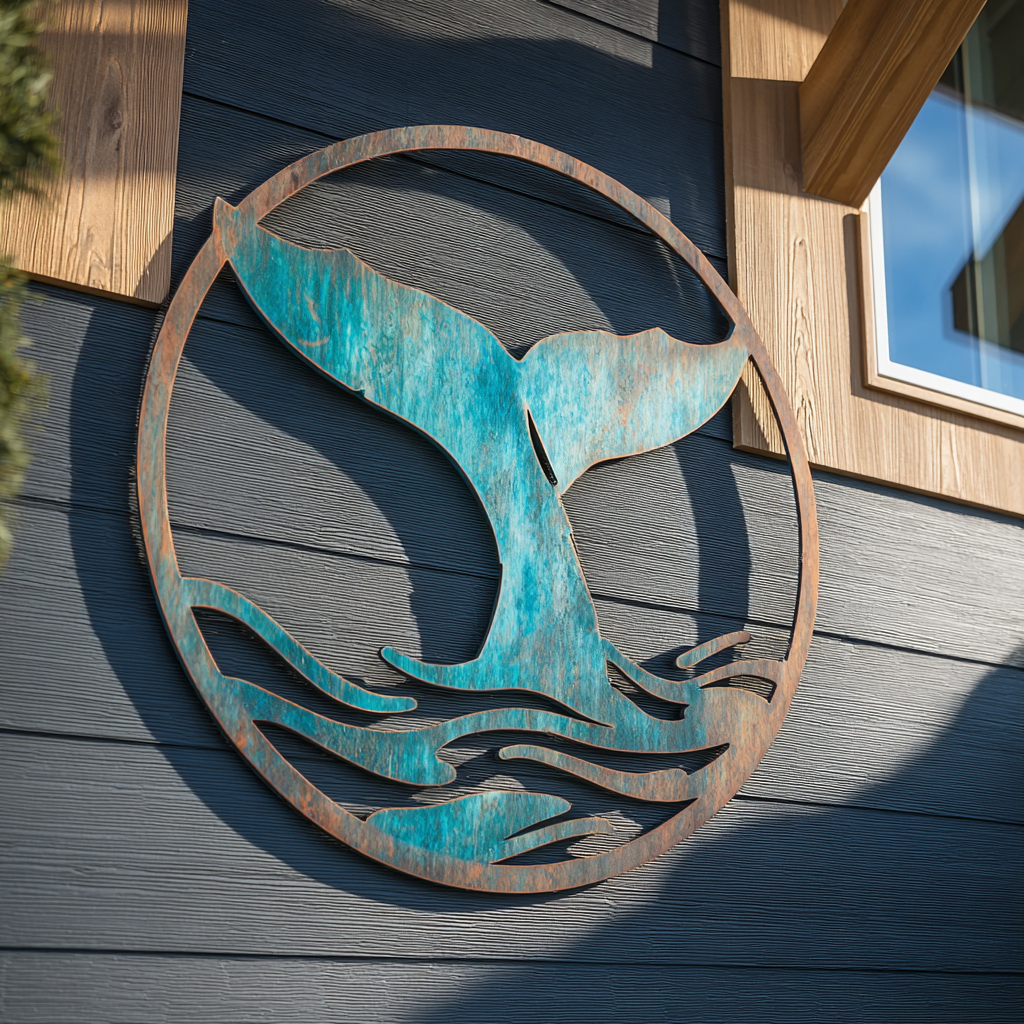 Whale Tail Metal Wall Art UV Printed Coastal Ocean Nautical Decor
