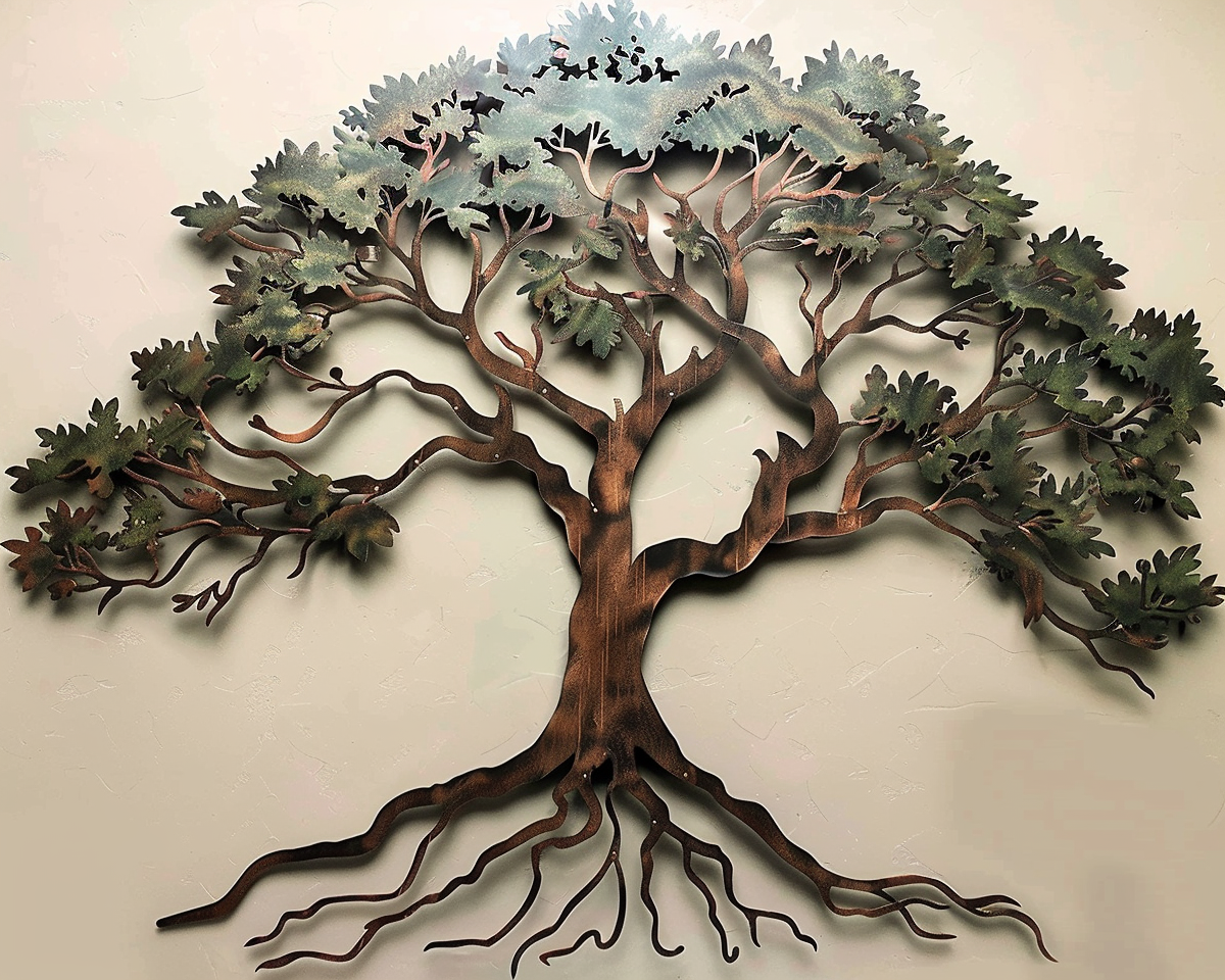 Oak Tree of Life Metal Wall Art, Nature Spiritual Decor for Patio & Garden