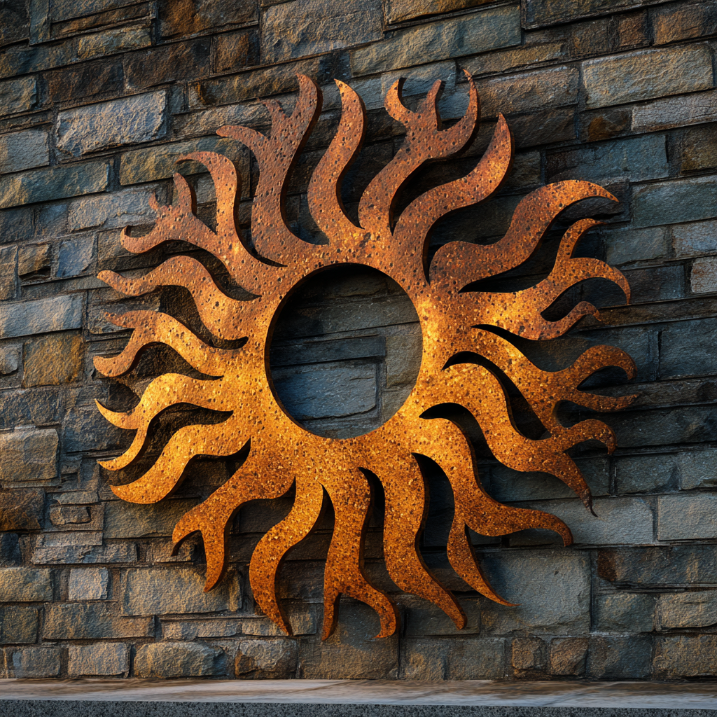 Aztec Sun Metal Wall Art Southwestern Desert Patio Garden Decor