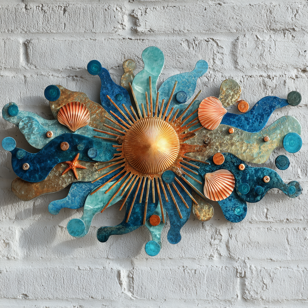 Coral Beach Wave Metal Wall Art – Tropical Coastal Ocean