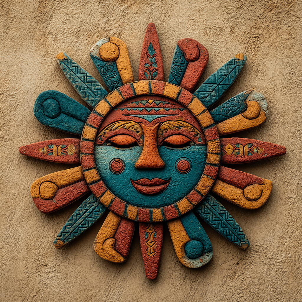 Mexican Talavera Sun Metal Wall Art, Southwestern Boho Decor for Patio & Garden