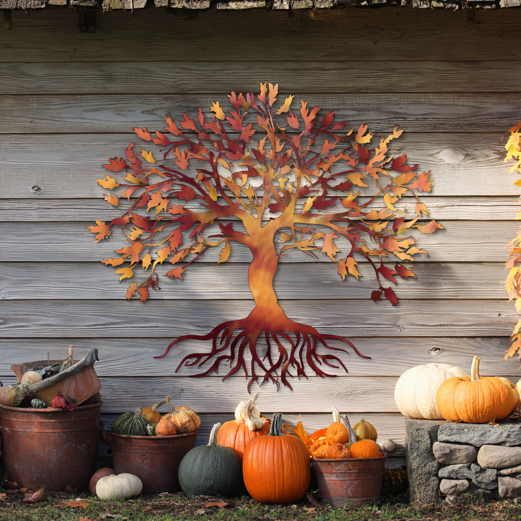 Tree of Life Metal Wall Art, Celestial Oak Nature Decor, Garden Patio Sign