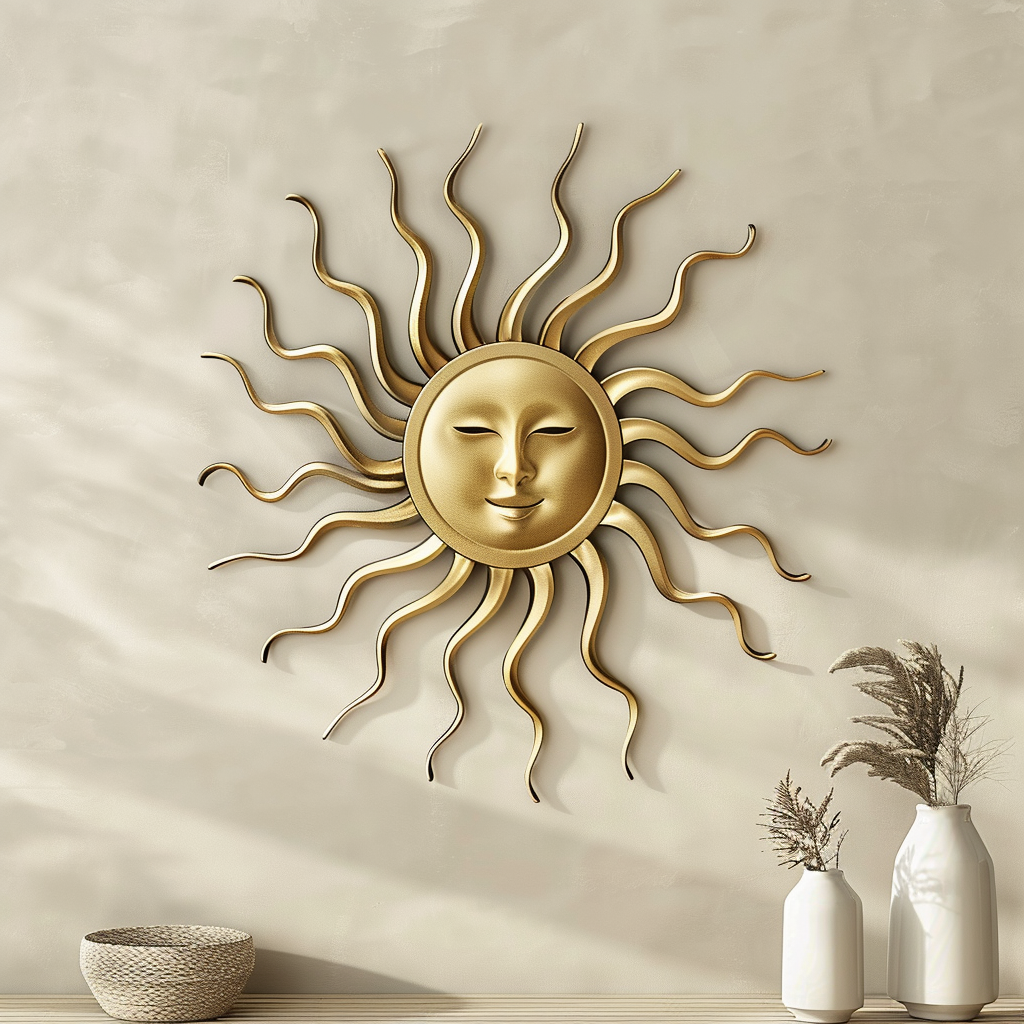 Sunburst Metal Wall Art – Coastal Boho Sun Decor, Outdoor Garden Sign