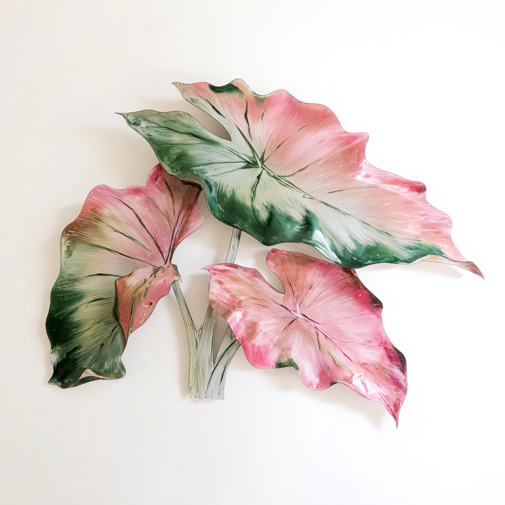 Pink Monstera Metal Wall Art Outdoor Decor