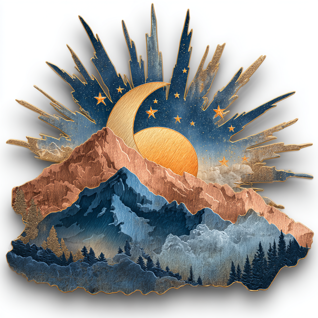 Sunburst Mountain Metal Wall Art, Rustic Lodge Sunset Decor, Cabin Patio Hanging