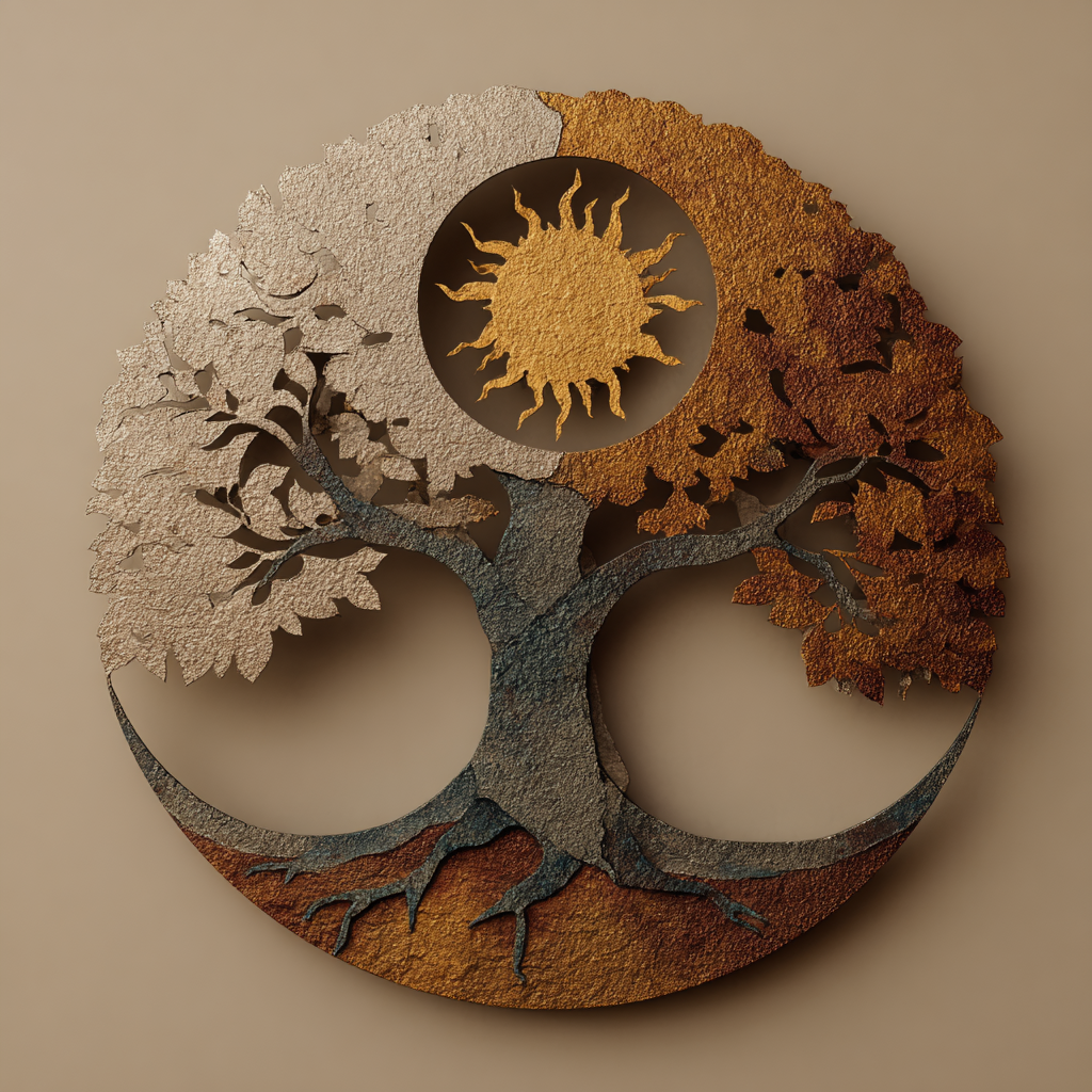 Moonphase Tree of Life Metal Wall Art – Celestial Spiritual Nature Garden Sign