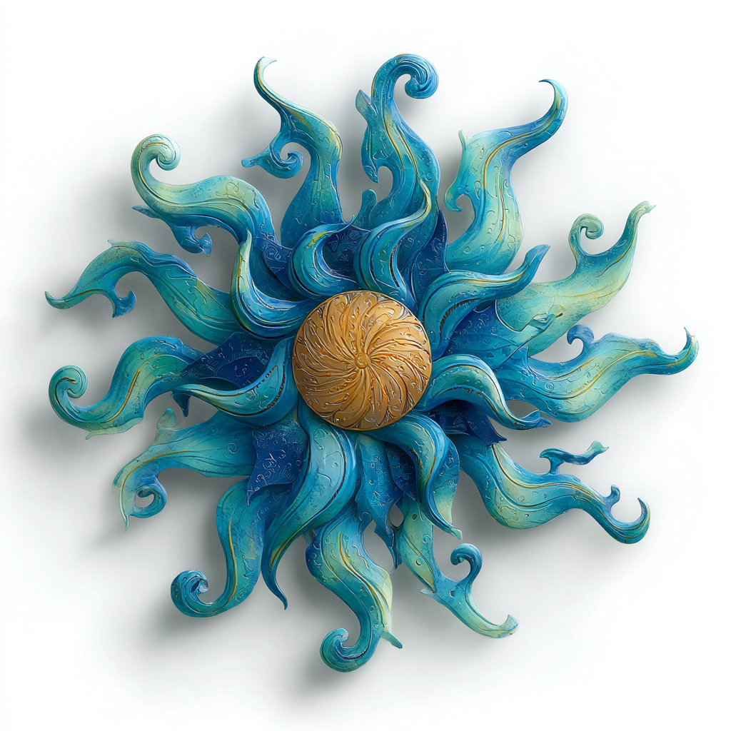 Blue Sun Metal Wall Art: Boho Glitter Copper Patio Garden Decor