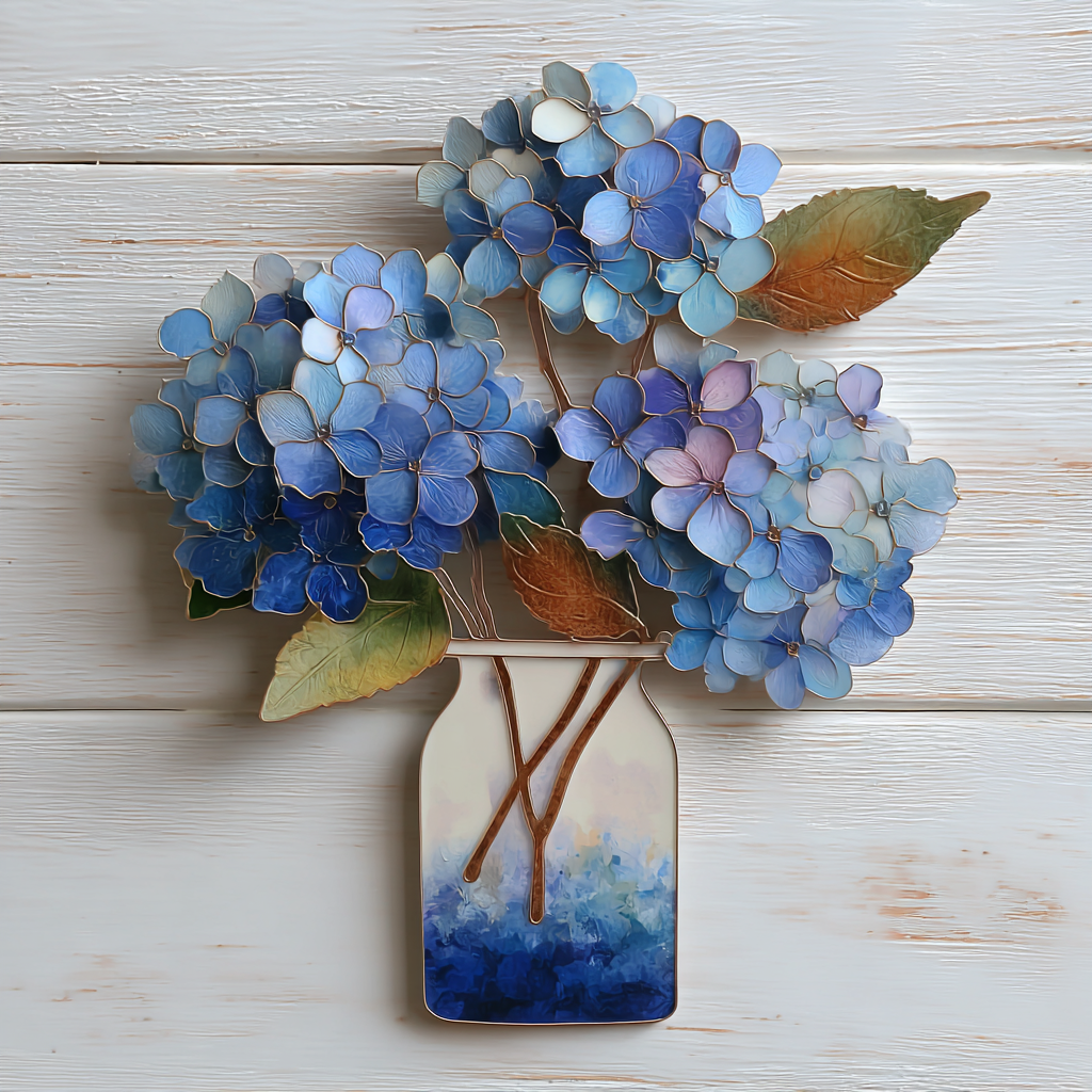 Hydrangea Metal Wall Art Floral Botanical Garden Outdoor Wall Decor