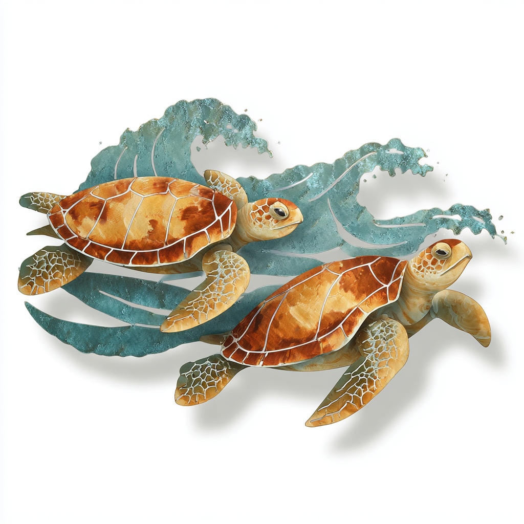 Turtle Metal Wall Art Coastal Ocean Beach House Nautical Wall Decor