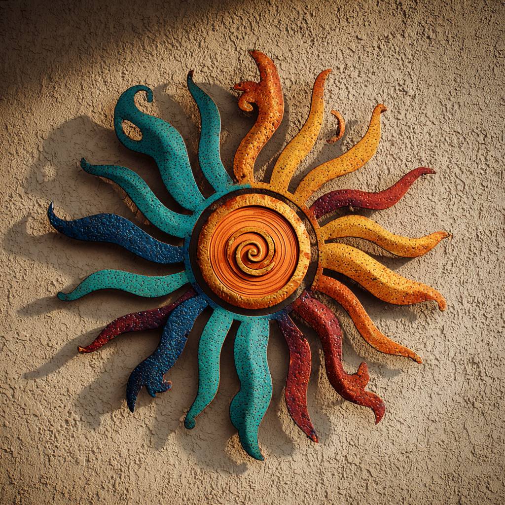 Colorful Sun Metal Wall Art Patio Garden Decor