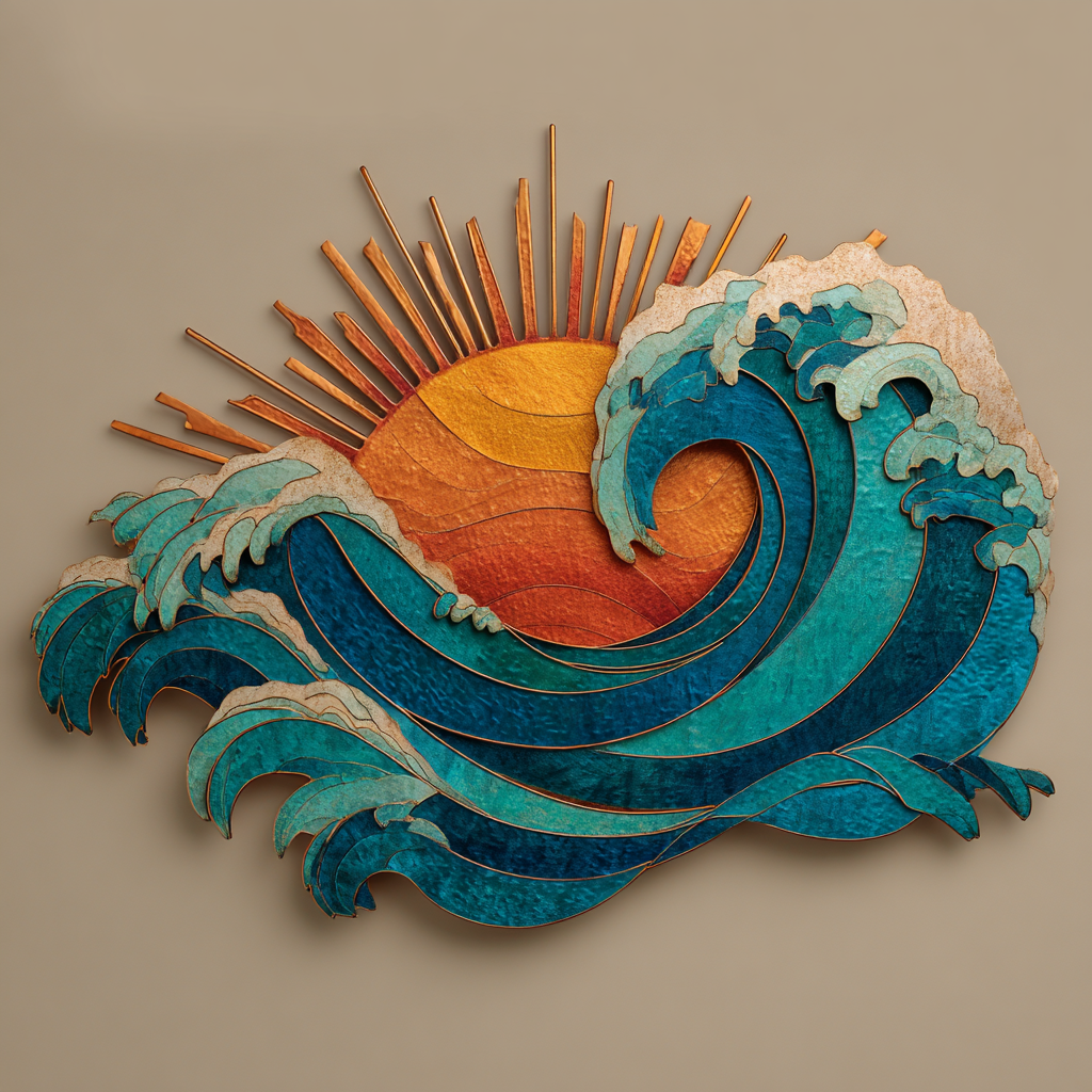 Sun Wave Metal Wall Art Coastal Beach House Wall Decor
