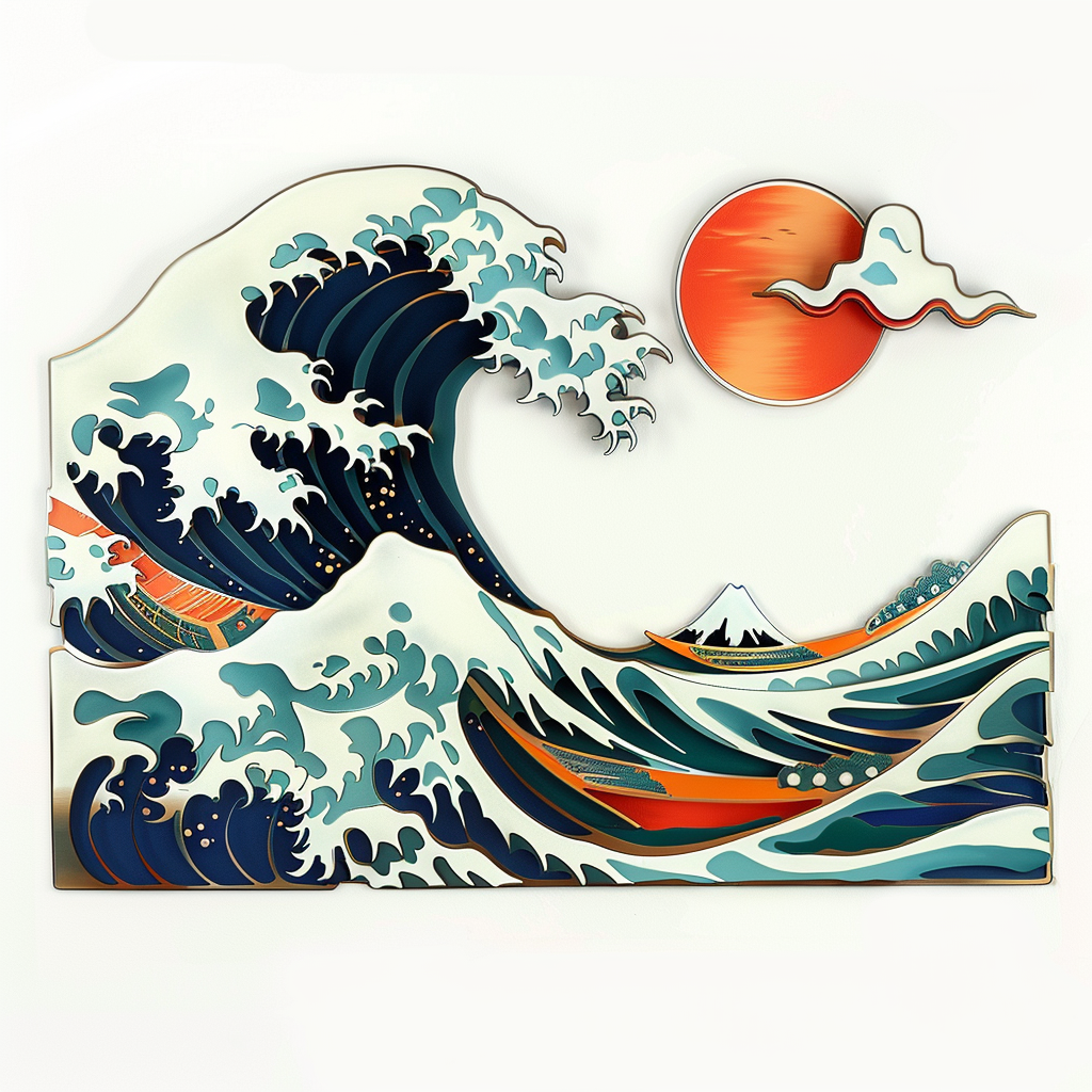 Japanese Wave Metal Wall Art Great Wave Coastal Ocean Wall Decor