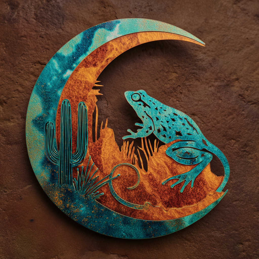 Kokopelli Frog Sun Moon Cactus Metal Wall Art Southwestern Desert Garden Wall Decor
