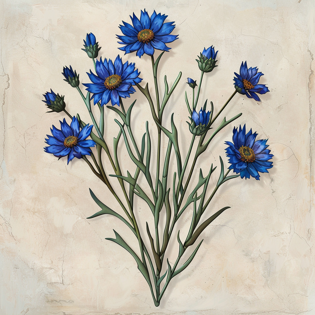 Blue Wildflower Metal Wall Art – Floral Garden Decor, Botanical Outdoor Sign