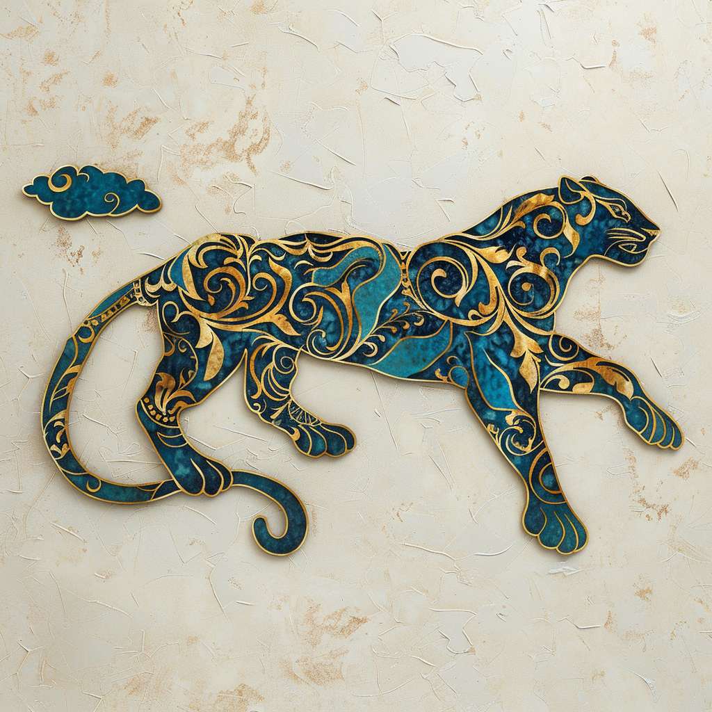 Emerald Leopard Metal Wall Art – Jungle Wildlife Animal Garden Decor Sign