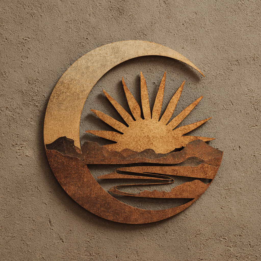 Lotus Sun Moonphase Metal Wall Art, Botanical Garden Decor for Patio