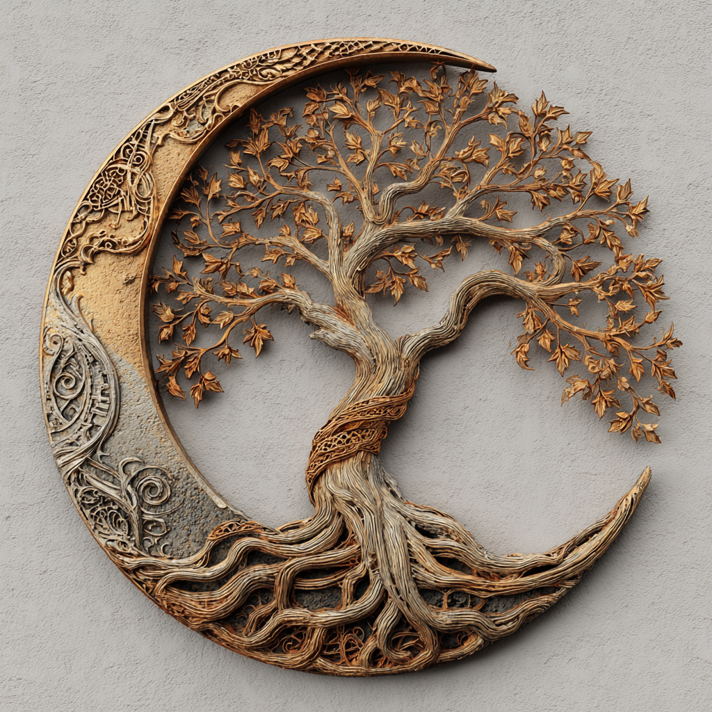 Tree of Life Sun Moon Metal Wall Art Celestial Nature Garden Wall Decor