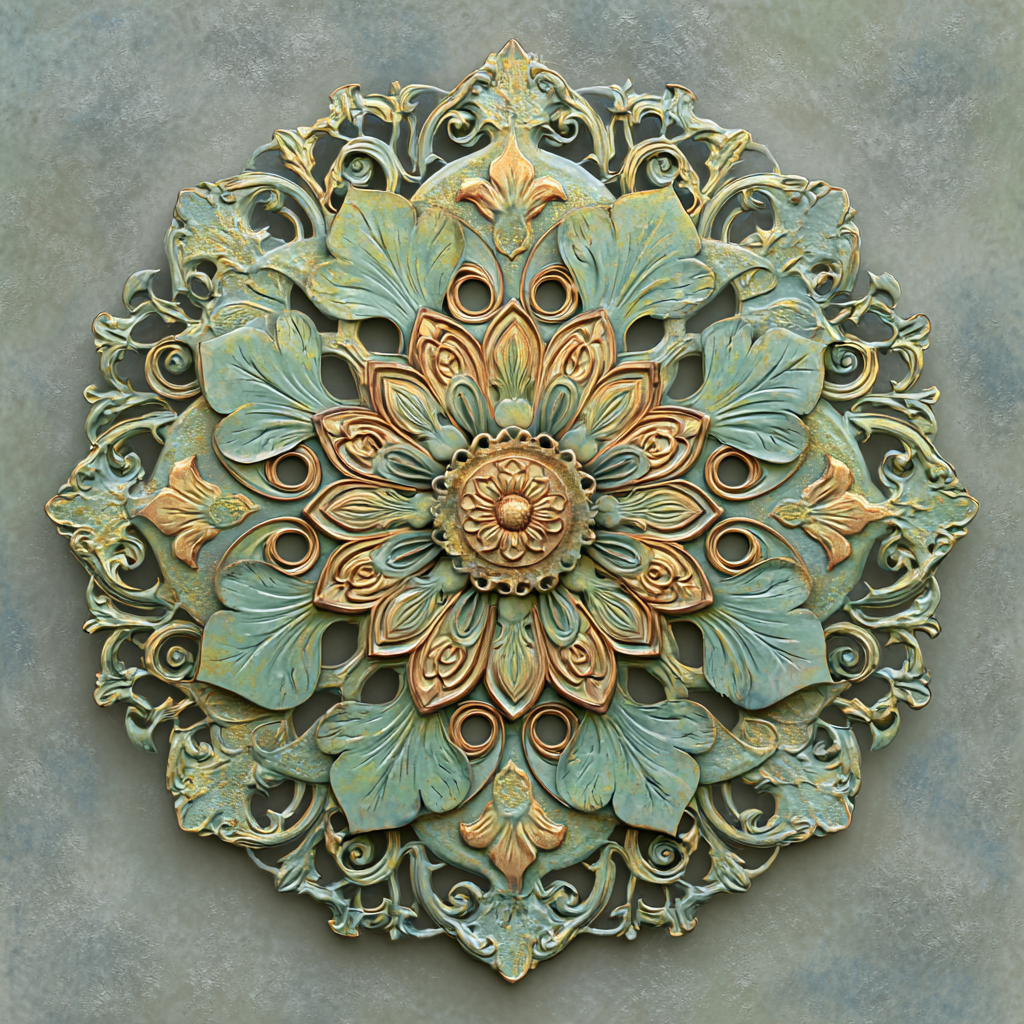 Bohemian Floral Mandala Metal Wall Art Rustic Botanical Outdoor Wall Decor