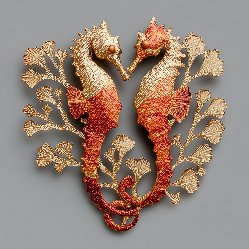 Couple Seahorse Metal Wall Art, Coastal Ocean Decor for Patio & Garden