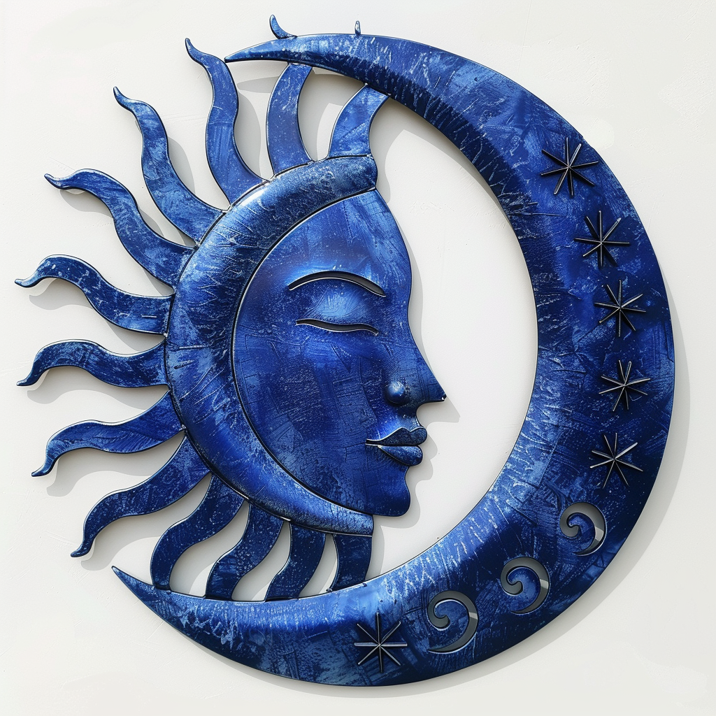 Sun and Moon Metal Wall Art – Celestial Boho Decor, Cosmic Sun Moon Garden Sign
