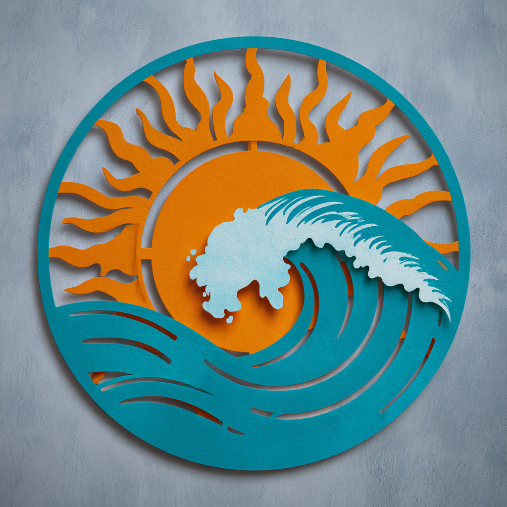 Sun Wave Metal Wall Art, Tropical Coastal Decor for Patio