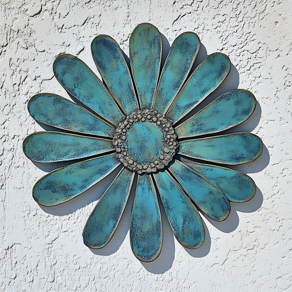 Daisy Hippie Metal Wall Art, Boho Floral Decor for Patio & Garden