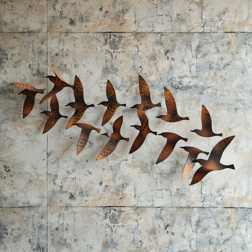 Flock of Birds Metal Wall Art – Flying Bird Nature Garden Decor Sign
