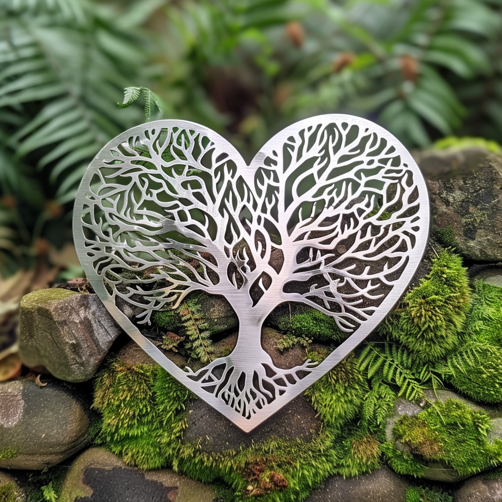 Heart Tree of Life Metal Wall Art – Love Nature Garden Decor Sign