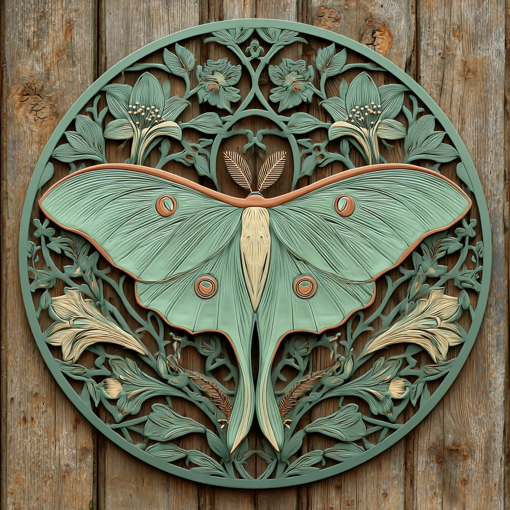 Luna Moth Floral Metal Wall Art Wall Decor V2