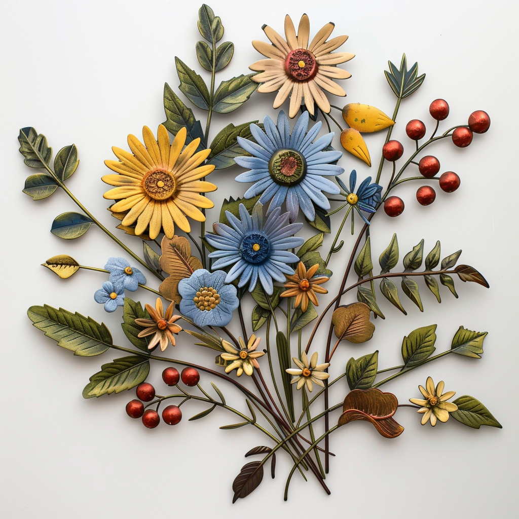 Wildflower Metal Wall Art – Floral Garden Decor, Botanical Outdoor Wall Sign