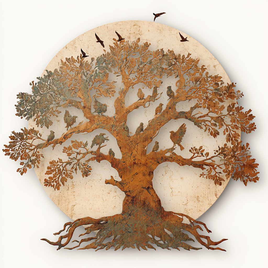 Tree of Life Metal Wall Art, Celestial Oak Nature Decor, Garden Patio Sign