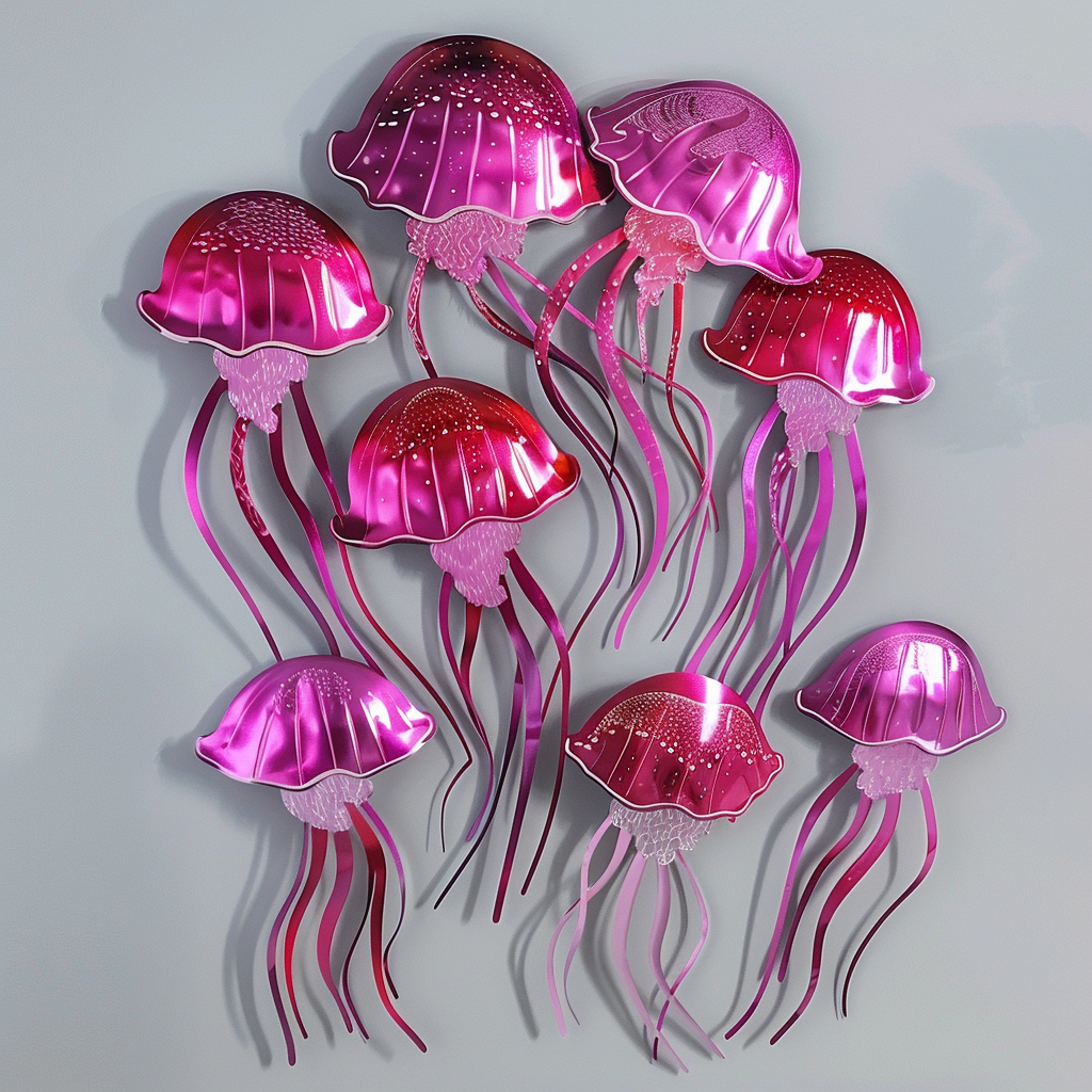 Jellyfish Metal Wall Art – Coastal Ocean Decor, Marine Garden Sign
